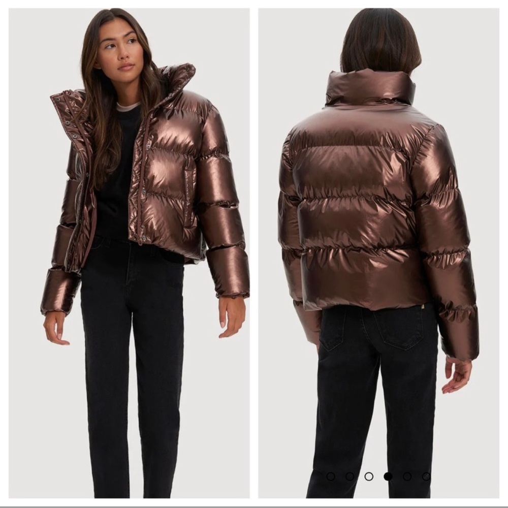 Noize Copper Metal Metallic Finish Bronze Cropped Puffer Jacket
XS